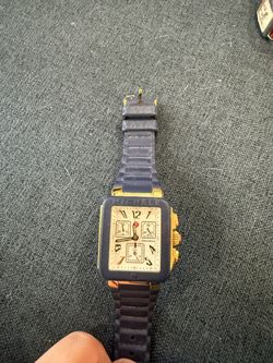 Michele Chronograph Watch Gold-Tone Black Rubber Strap