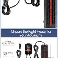Aquarium Heater 300W/500W/800W/1200W, Submersible Fish Tank Heater with Digital LED Controller and Intelligent Leaving Water Automatically Stop Heatin