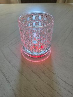 TarnorLer Spinning Whiskey Glass, 360° Rotating LED Base, Gemstone, 10 oz