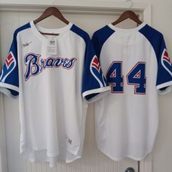 Atlanta Braves Hank Aaron Nike White Home Cooperstown Collection Player Jersey Men's XL, XXL 