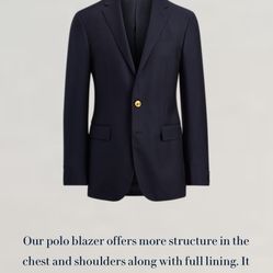 Navy Blazer/Jacket 38R Italian Wool 