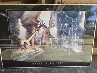 💥Disney "Maleficent's Fury " Poster Art In Glass Frame 💥