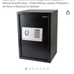New In Box, Digital Safe – Electronic, Extra-Large, Steel, Keypad, 2 Manual Override Keys – Protect Money, Jewelry, Passports – for Home or Business b