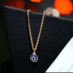 18k Real Gold Evil Eye Necklace