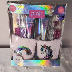 Bath Set Pink Viva Rainbow Size 8.5 Manicure Pedicure Lotion Sets 10 Pc