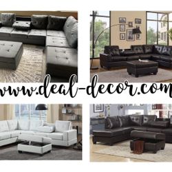 New Dark Gray, Black, White, Chocolate Brown Sectional With Storage, Ottoman, And Drop-Down Cupholder