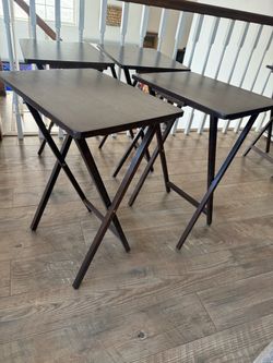 Dark Brown Folding Tray Tables Set of 4