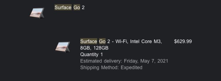 Surface Go 2 - Wi-Fi, Intel Core M3, 8GB, 128GB