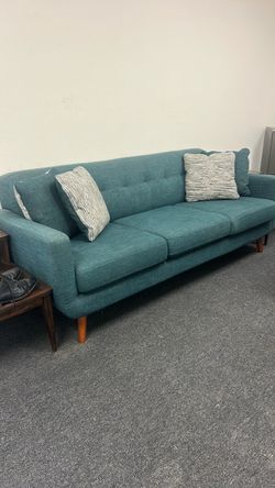 Teal Mid-Century Modern 3-Seat Sofa