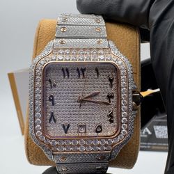 VS Rose Gold&Silver Arabic Moissanite Watch 