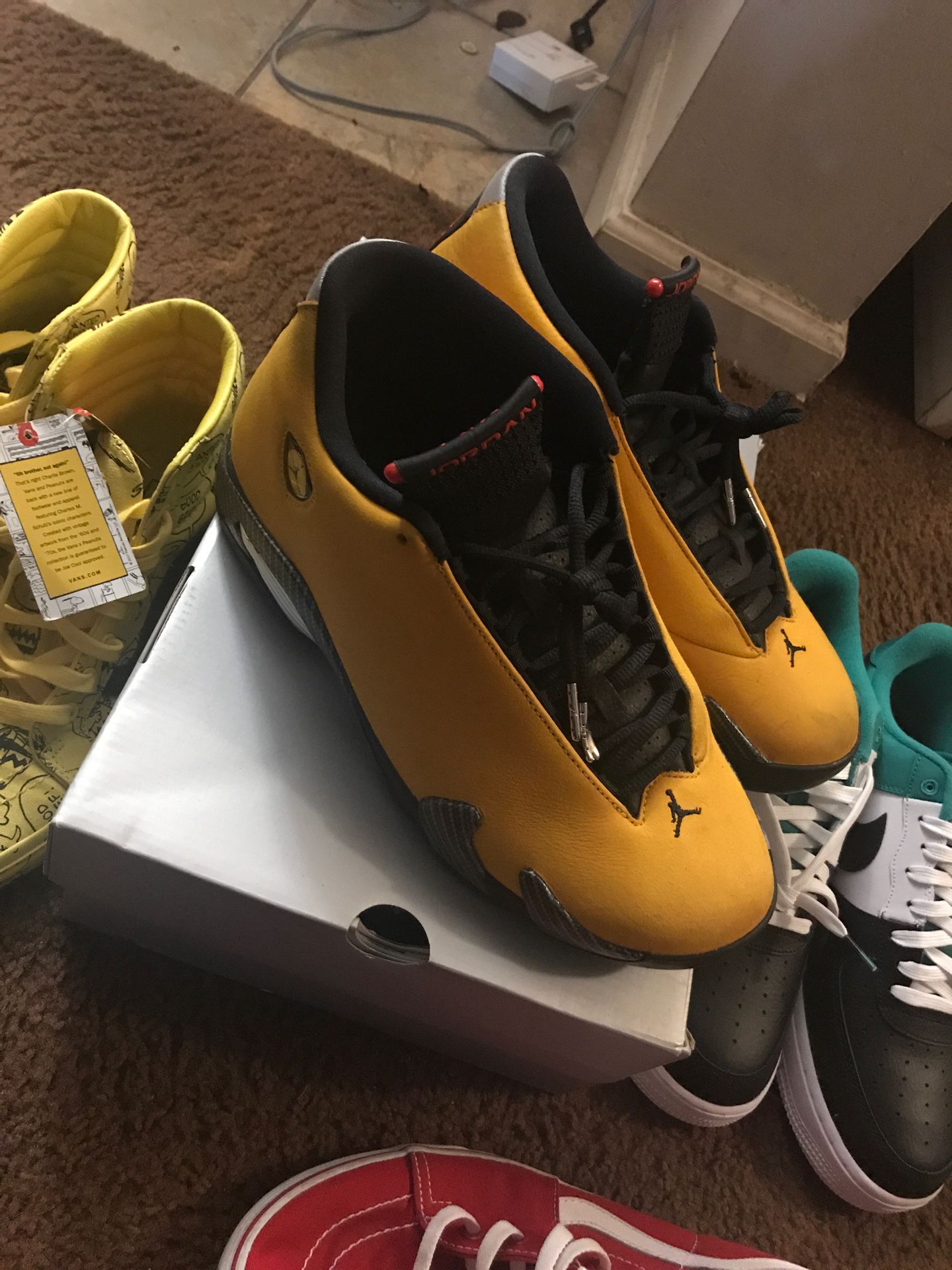 Yellow Ferrari Jordan 14