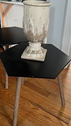 Pair of hexagonal black Wood side modern table