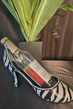 Zebra Print Stiletto Shoe Wine Bottle Holder by Evergreen – Glamour Decor