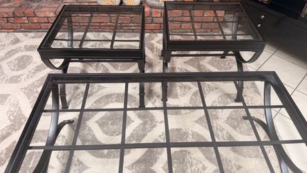 Glass Coffee table & 2 glass side tables