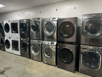 Washer and dryer set stacked