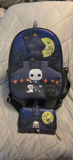 Loungefly Jack Skelliington Funko Pop backpack with matching wallet NBC