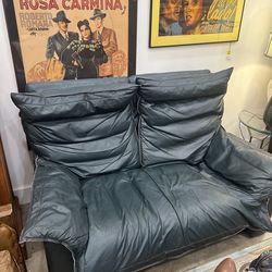 Italian Made Green Leather Loveseat SKU WJV6AV