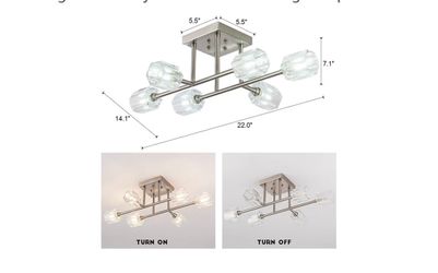 New box Modern 6-lamp Chrome-Plated Satellite Chandelier with Crystal Accents,