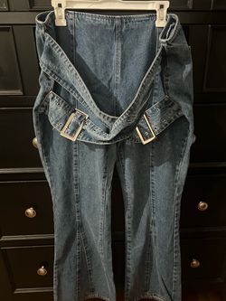 High Waisted Belted Denim Jeans