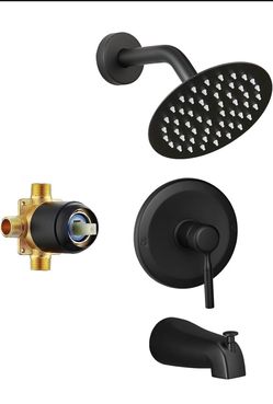 Tub Shower Faucet Set Valve Included with 6-Inch Rain Shower Head and Tub Spout Single-Handle Tub and Shower Trim Kit Matte Black I have 4 $55 ,each