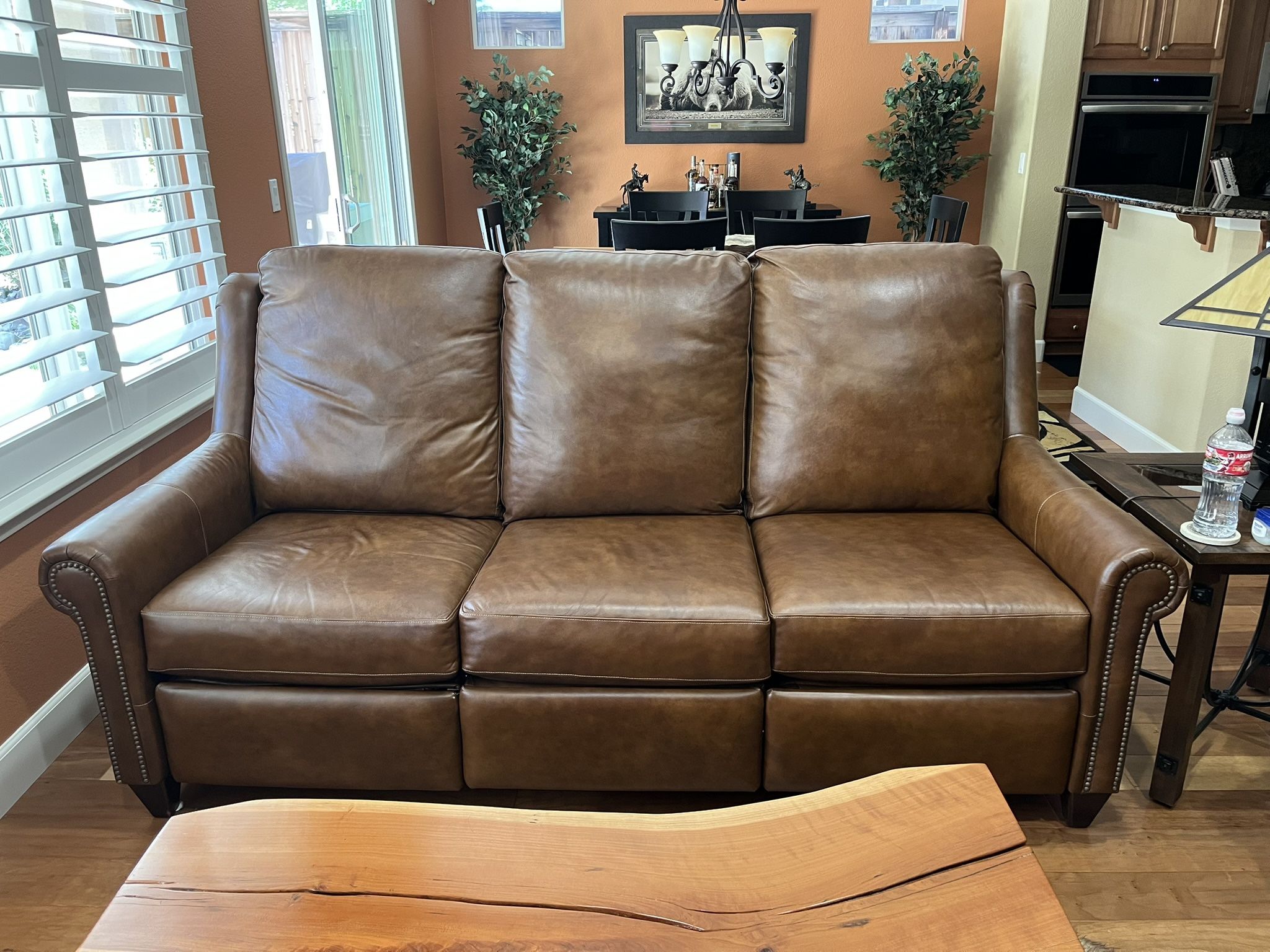 Gorgeous Like New Real Leather Reclining Sofa