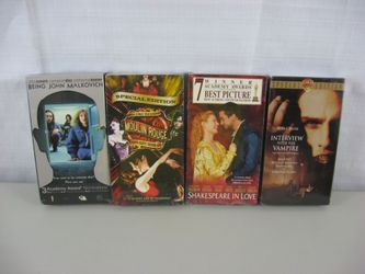VHS Tapes-Moulin Rouge-Shakespeare In Love- Being John Malkovich NEW