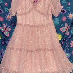 Pink Floral Short Sleeve Dress Size 16 $25