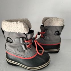 Sorel Kids Yoot PAC Nylon Faux Fur Waterproof Duck Winter Boots Sz.10