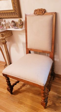 4 Ralph Lauren Walnut Wood Chair Linen Seat Peg Construction Accent Entry Dining Hallway Bedroom