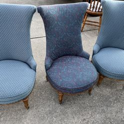 Three Antique Wheeling Chairs  