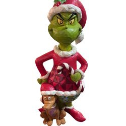 Holiday Grinch and Max by Jim Shore Hand-painted 21" Figure Dr Suess