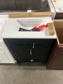 Beaufort 24" Black Bathroom Vanity with White Top (damaged)