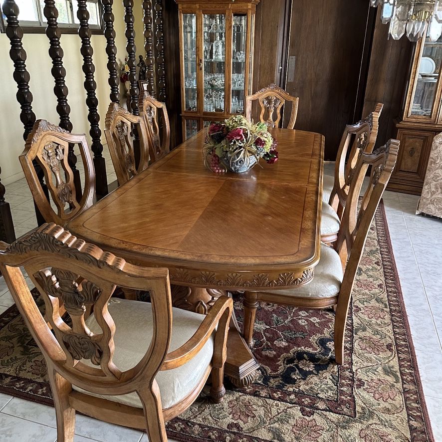 Timeless Ornate Wood Dining Set and 8 chairs 