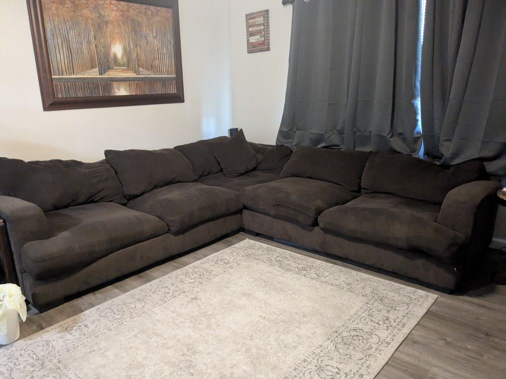 Large Sectional Brown Couch