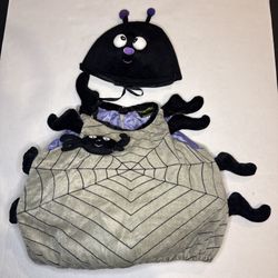 Silly Spider Halloween Costume Toddler Plush  12-24M Hat Body Grey Black Purple