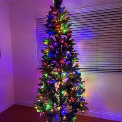 Brand New GARVEE 7.5ft Multicolor LED Artificial Christmas Tree Set - 1100 Lights, 8 Lighting Modes, PVC Needles, Metal Collapsible Stand SKU529