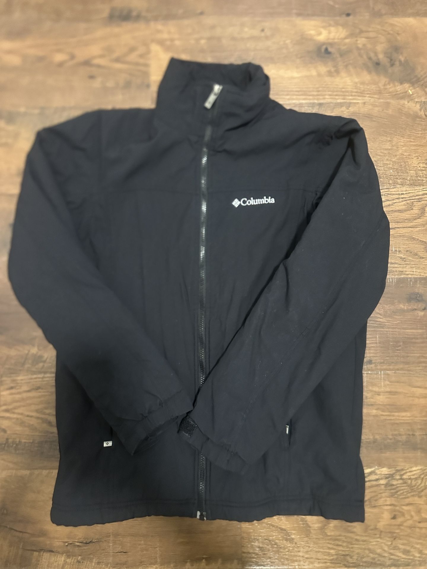 COLUMBIA SIZE SMALL BLACK FULL ZIP NYLON WINDBREAKER JACKET