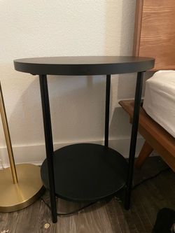 Black Wood Metal Accent table