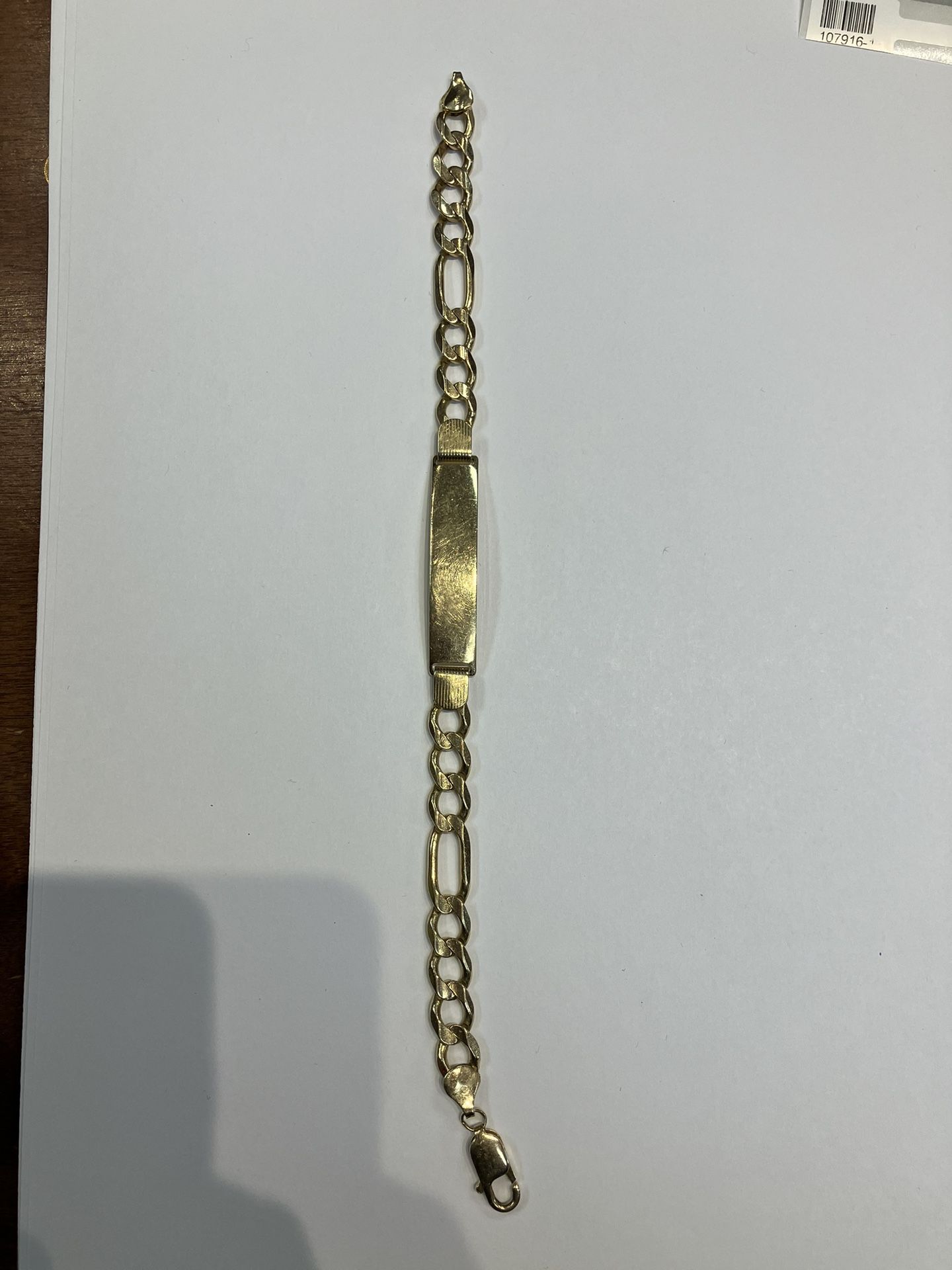 14kt Yellow Gold Bracelet With Blank ID plate 107916-1 JE