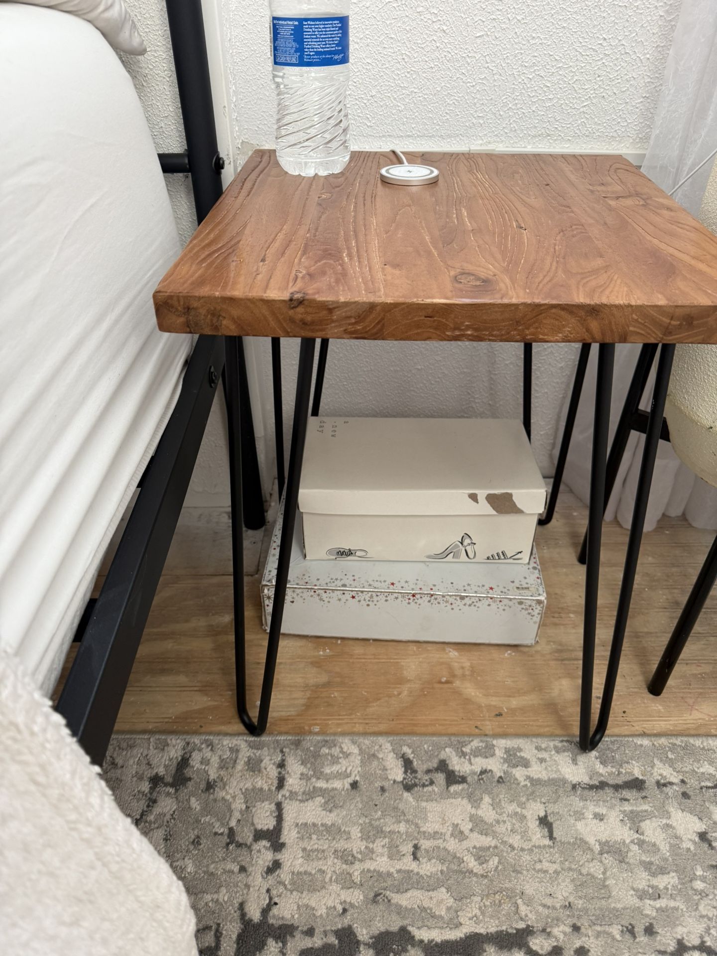 WELLAND Square Old Elm Wood End Table Rustic Surface Side Table