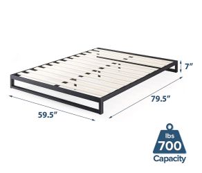 Zinus Trisha Queen Bed Frame – Black Metal Platform, Low Profile (7")