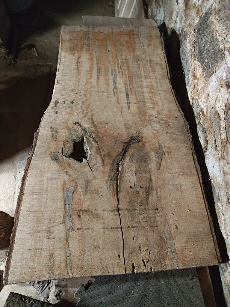 Spalted Maple Live Edge Slab, Milled And Dried