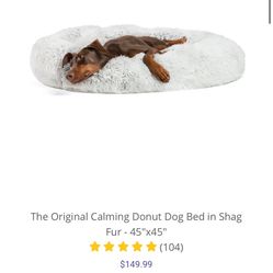 The Original Calming Donut Dog / Pet Bed in Shag Fur 45"x45"