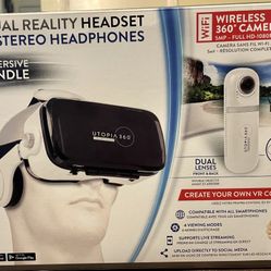Virtual Reality Headset +HD Stereo Headphones 