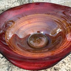 Extra Big Round  Hand Made Glass Bowl, For Fruits Or Salad. You Can Use For Anything. Very Beautiful Colors. Extra Beautiful. 