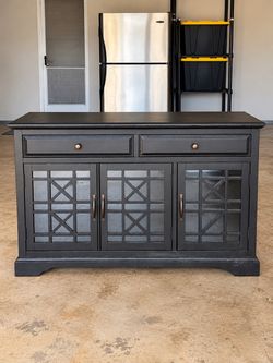 Black Sideboard Buffet Cabinet / Dresser – Glass Doors & 2 Drawers