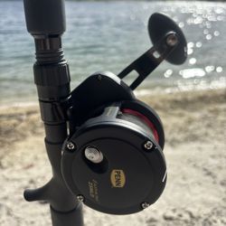 🐠 Like New Penn Fathom 25NLD High Speed  & Like New Penn Carnage 2 5’8” 80-200Lb 250g Jogging Rod🔥