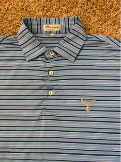 Peter Millar Summer Comfort Performance Striped Golf Polo Silver Cup Size Medium