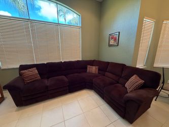 Microfiber Dark Brown Sectional Couch, Both ends recline