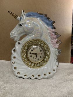 Ceramic unicorn clock
